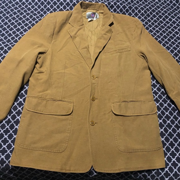 Territory Ahead Blazer Jacket Mens Medium Silk Blend 3 Button Brown X34